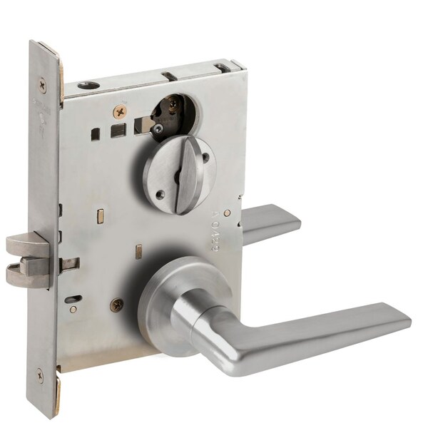 Schlage Grade 1 Bed Bathroom Privacy Mortise Lock, 05 Lever, A Rose, Satin Chrome Finish, Field Reversible L9040 05A 626 - main
